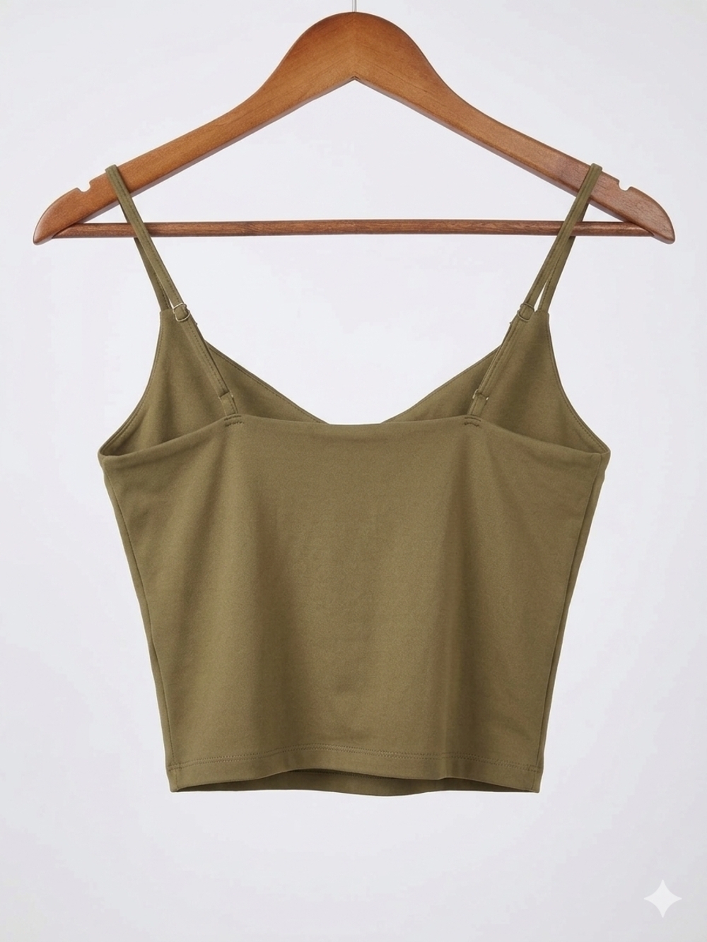 Dynamite Olive Brown Slim Cropped Cami Silky Adjustable Straps Size Small - Picture 3 of 4